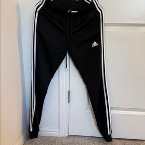 Women’s Adidas Black Joggers with White Stripes